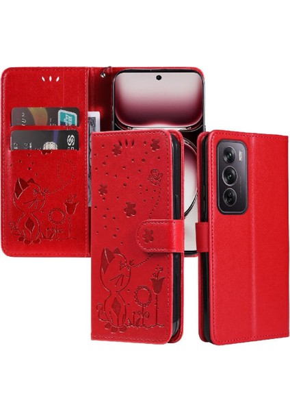 Kart Yuvası Pu Ile Oppo Reno 12 Pro 5g Dayanıklı Hafif Için Flip Case (Yurt Dışından)