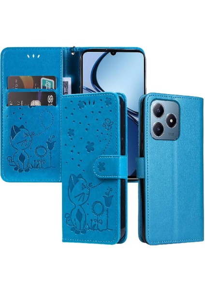 Kart Yuvası Pu Ile Realme C61 Slim Fit Dayanıklı Hafif Flip Case (Yurt Dışından)