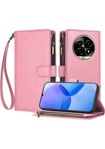 Realme 13 Pro Pu Deri Kart Yuvaları Cüzdan Fermuar Çanta Kapak Için Kılıf (Yurt Dışından)