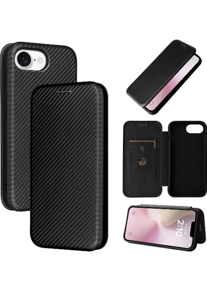IPhone 16E Tam Koruma Manyetik Karbon Fiber Kart Için Flip Case (Yurt Dışından)