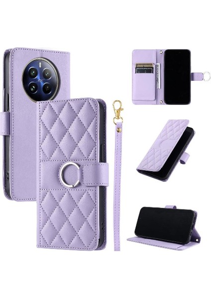 Realme 12 Pro Plus Manyetik Pu Deri Kart Yuvaları Tutucu Için Flip Case (Yurt Dışından)