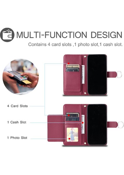 Oppo A3 Pro Koruyucu Bilek Kayışı Kart Yuvaları Tutucu Pu Için Flip Case (Yurt Dışından) modelleri