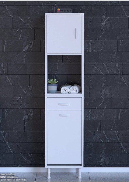 40X173X32,5 cm 1 Çekmece 1 Sepetli ve 3 Raflı Çok Amaçlı Dolap Mutfak Dolabı