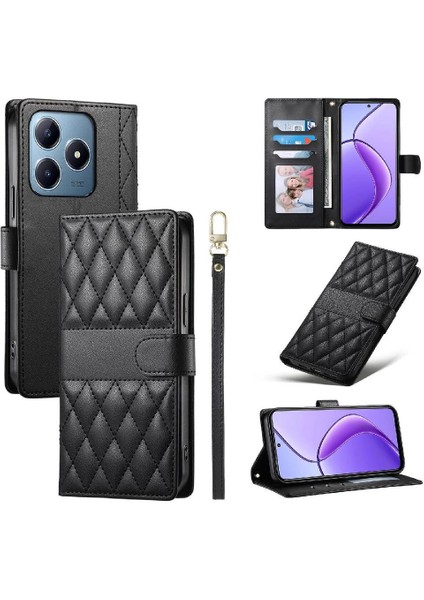 Realme C63 4g Darbeye Dayanıklı Cüzdan Çift Sapanlar Zarif Deri Için Flip Case (Yurt Dışından)