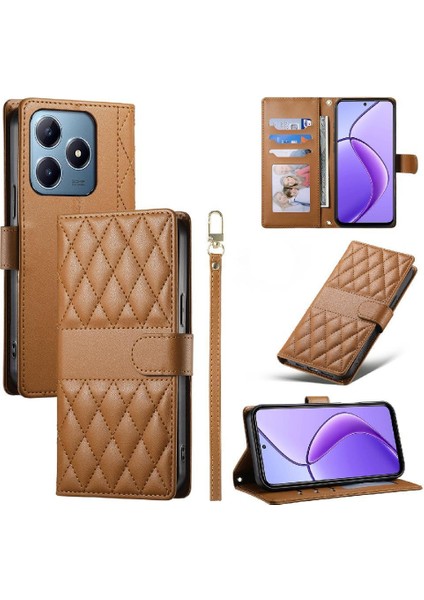 Realme C63 4g Darbeye Dayanıklı Cüzdan Çift Sapanlar Zarif Deri Için Flip Case (Yurt Dışından)