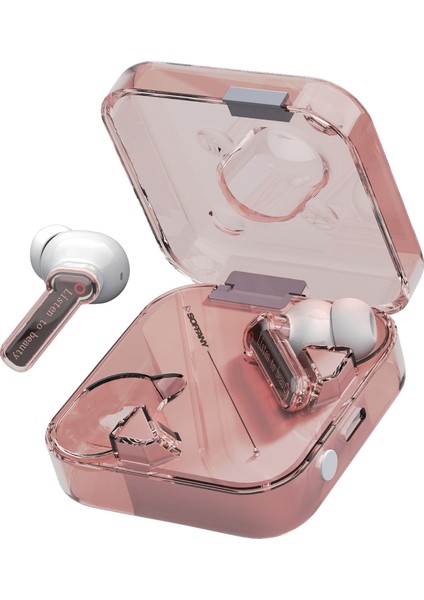 Ap-02 Bluetooth Kulaklık Pembe Tws ve Şarj Kablosu, Kablosuz Kulaklık