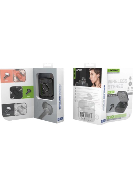 Ap-02 Bluetooth Kulaklık Siyah Tws ve Şarj Kablosu, Kablosuz Kulaklık