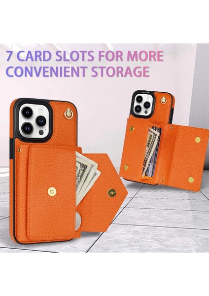 IPhone 14 Pro Max Akordeon Kart Durumda Flip Cüzdan Durumda Pu ile Uyumlu (Yurt Dışından) modelleri