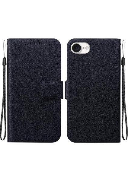 Toka Saf Renk Pu Deri ile IPhone 16E Kickstand Için Flip Case (Yurt Dışından)