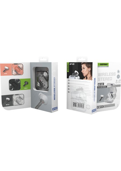 Ap-02 Bluetooth Kulaklık Beyaz Tws ve Şarj Kablosu, Kablosuz Kulaklık