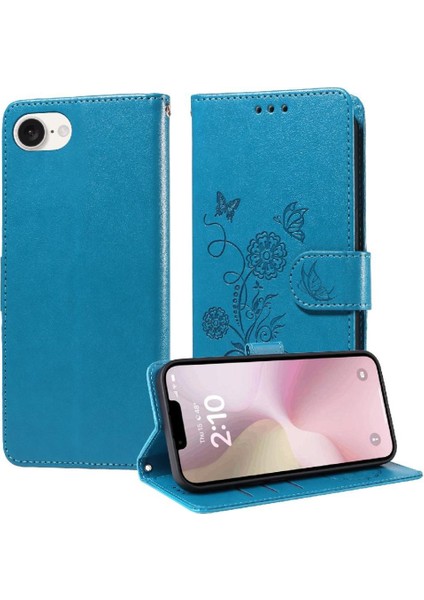 IPhone 16E Kart Yuvaları Flip Deri Çiçek Için Flip Case (Yurt Dışından)
