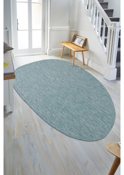 Tema 9036 Turkuaz Sisal Hasır Iç Dış Mekan Kilim Dekoratif Bahçe Balkon Salon Halısı