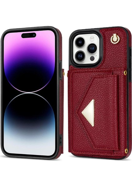 IPhone 14 Pro Max Akordeon Kart Durumda Flip Cüzdan Durumda Pu ile Uyumlu (Yurt Dışından)