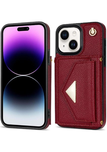 IPhone 14 Akordeon Kart Durumda Kart Tutun Flip Cüzdan Kılıf ile Uyumlu (Yurt Dışından)