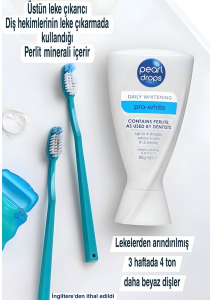 Pro White- 2 Adet- Perlit Minareli ile inatçı Lekeri Çıkaran Beyazlatıcı Diş Macunu 50 ml fiyatları