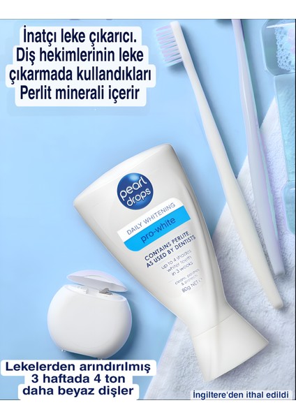 Pro White- 2 Adet- Perlit Minareli ile inatçı Lekeri Çıkaran Beyazlatıcı Diş Macunu 50 ml fırsatları