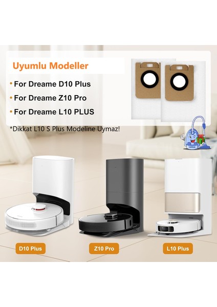 Dreame D10 Plus, D9 Plus, L10 Plus Uyumlu Robot Süpürge Toz Torbası – 2’li Set, Yüksek Kapasite fırsatları