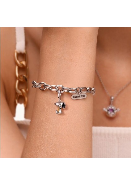 Peanuts Snoopy & Woodstock Kucaklaşma Charm, 925 Ayar Gümüş indirimleri