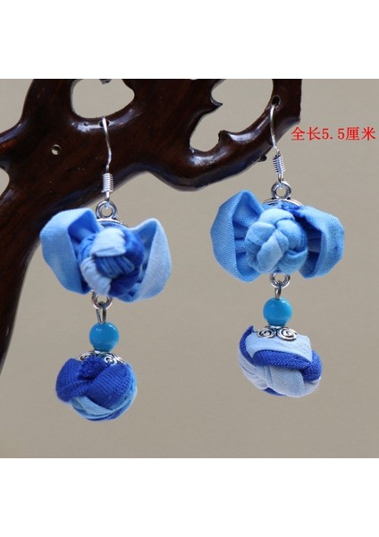 El Yapımı Batik (Shibori) Küpeler - Doğal Mavi Renk, Benzersiz Etnik Motifler (Yurt Dışından)