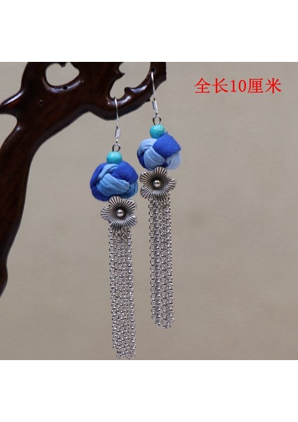 El Yapımı Batik (Shibori) Küpeler - Doğal Mavi Renk, Benzersiz Etnik Motifler (Yurt Dışından)