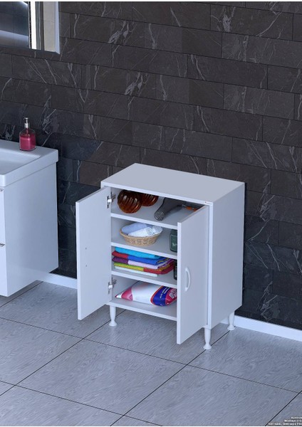 55X75X32,5 Cm’ Lik 2 Kapaklı 4 Göz Raf Dolap Mutfak Dolabı Çok Amaçlı Dolap