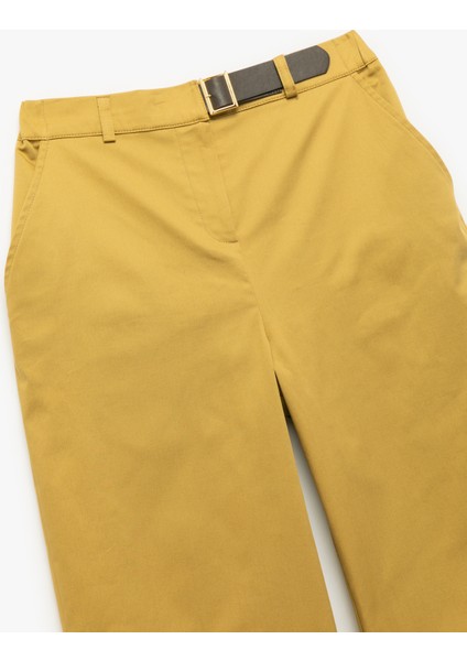 Cepli Yarım Kemer Detaylı Yüksek Bel Geniş Paça Baggy Pantolon