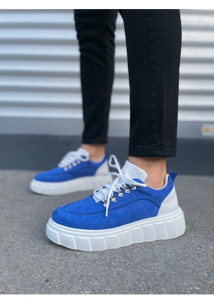 Mavi Beyaz Cloud Bağcıklı Süet Erkek Günlük Sneaker Ayakkabı