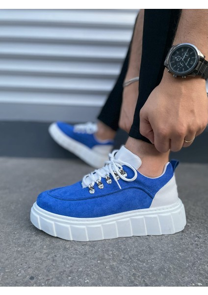 Mavi Beyaz Cloud Bağcıklı Süet Erkek Günlük Sneaker Ayakkabı