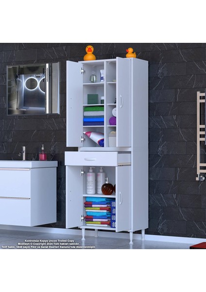 70 x 173 x 32,5 Cm’lik 1 Çekmece 4 Kapak 7 Raf 10 Gözlü Organizatör Mutfak Dolabı Çok Amaçlı Dolap indirimleri