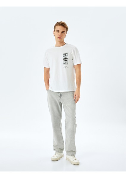 Regular Fit Pamuklu Baskılı Kısa Kollu Bisiklet Yaka Tişört fiyatları
