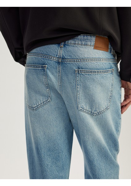 Pamuklu Normal Bel Cepli Loose Fit Jean Pantolon - Steve Jean