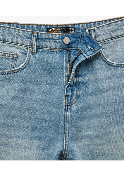 Pamuklu Normal Bel Cepli Loose Fit Jean Pantolon - Steve Jean