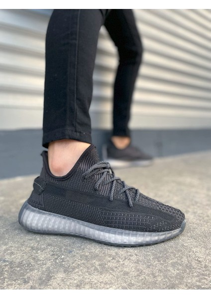 Siyah Beyaz Pulse Bağcıklı Triko Kumaş Erkek Günlük Spor Ayakkabı