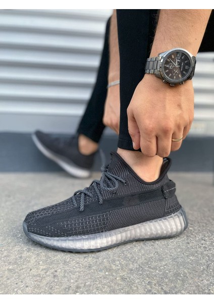 Siyah Beyaz Pulse Bağcıklı Triko Kumaş Erkek Günlük Spor Ayakkabı modelleri