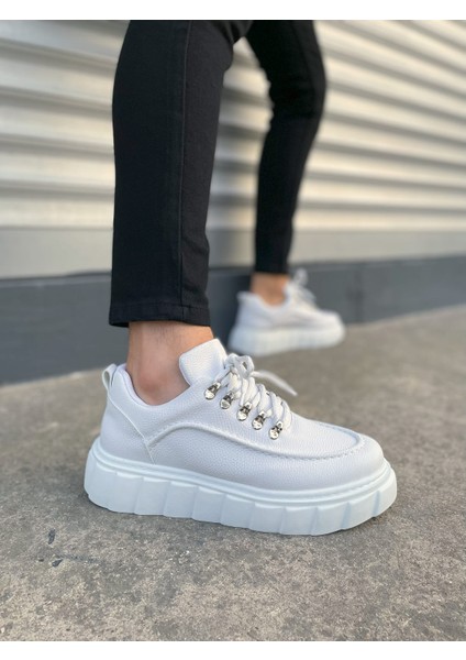 Beyaz Cloud Bağcıklı Cilt Erkek Günlük Sneaker Ayakkabı