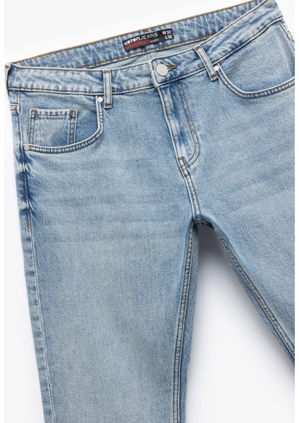 Düğmeli Pamuklu Normal Bel Straight Fit Jean Pantolon - Mark Jean