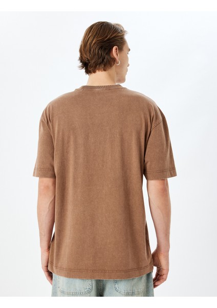 Yıkamalı Bisiklet Yaka Pamuklu Kısa Kollu Gotik Baskılı Oversize Tişört fırsatları