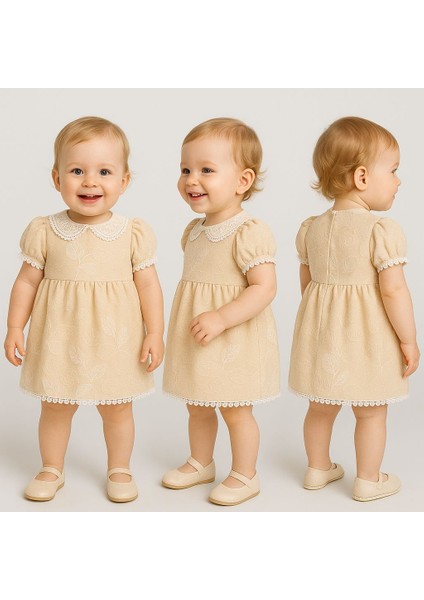 Dantel Yakalı Bebek Çocuk Elbisesi