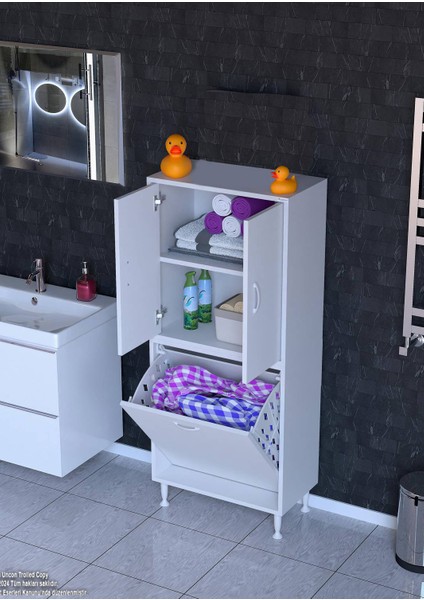 55 x 138 x 32,5 Cm' Lik Kapak Içi Çift Raflı,tek Gözlü Sepetli Dolap Mutfak Dolabı Çok Amaçlı Dolap
