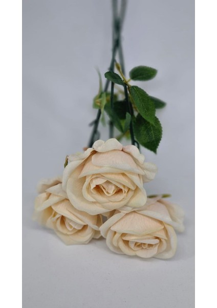 50 cm 3 Adet Yapay Kadife Somon Rengi Gül Buketi Özel Gün Vazo Süsü