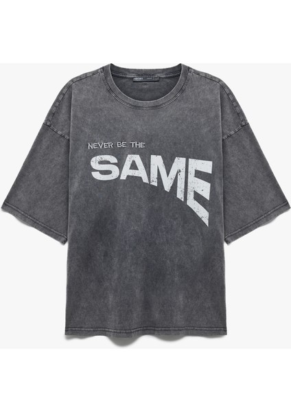 Bisiklet Yaka Yıkamalı Kısa Kollu Pamuklu Baskılı Tişört modelleri