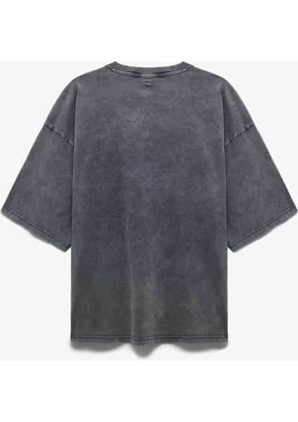 Bisiklet Yaka Yıkamalı Kısa Kollu Pamuklu Baskılı Tişört fırsatları