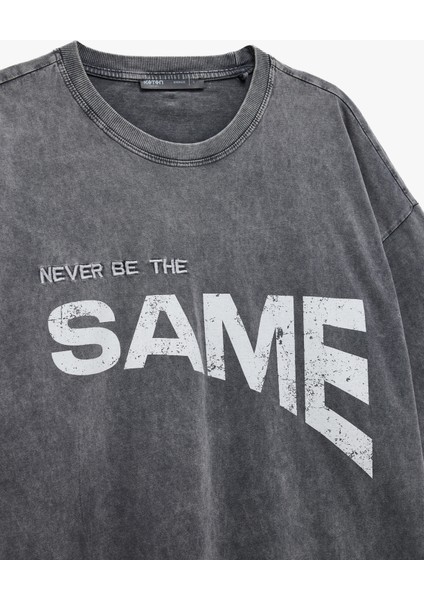 Bisiklet Yaka Yıkamalı Kısa Kollu Pamuklu Baskılı Tişört indirimleri