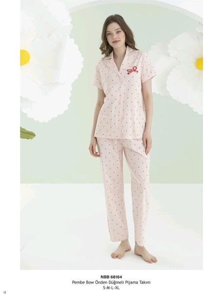 68164 Bow Önden Düğmeli Pijama Takım