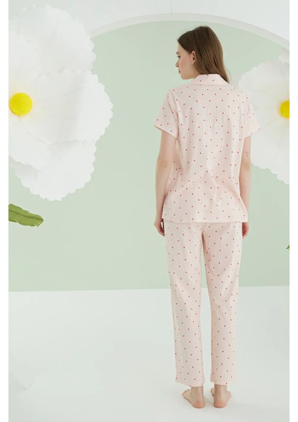 68164 Bow Önden Düğmeli Pijama Takım