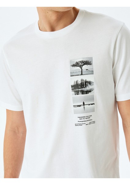 Regular Fit Pamuklu Baskılı Kısa Kollu Bisiklet Yaka Tişört indirimleri