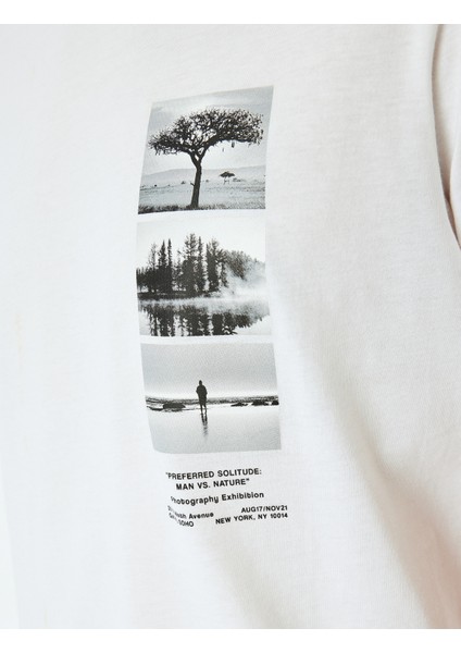 Regular Fit Pamuklu Baskılı Kısa Kollu Bisiklet Yaka Tişört