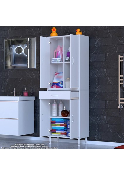 70 x 173 x 32,5 Cm’lik 1 Çekmece 4 Kapak 3 Raf 6 Gözlü Organizatör Mutfak Dolabı Çok Amaçlı Dolap indirimleri
