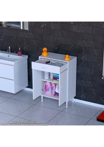 55 x 88 x 32,5 Cm’lik 1 Çekmece 1 Kapak 1 Raf 2 Gözlü Organizatör Mutfak Dolabı Çok Amaçlı Dolap