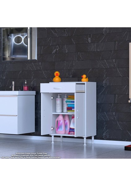 55 x 88 x 32,5 Cm’lik 1 Çekmece 1 Kapak 1 Raf 2 Gözlü Organizatör Mutfak Dolabı Çok Amaçlı Dolap